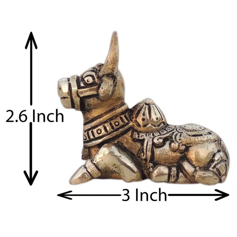 Brass Showpiece Nandi God Idol Statue - Sacred Pooja Decor, Height : 2.6 Inch (BSMAS1530 C) view 2