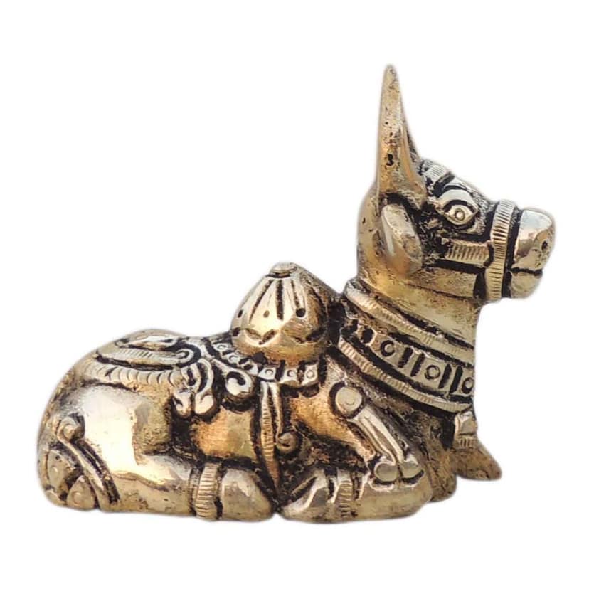 Brass Showpiece Nandi God Idol Statue - Sacred Pooja Decor, Height : 2.6 Inch (BSMAS1530 C) view 4