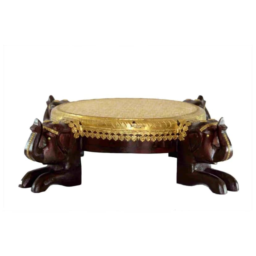 Beautiful Elephant Hand Brass Bajot Table For Home Decor