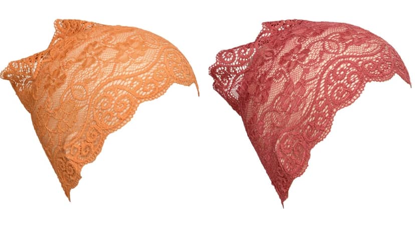 Girls and Womens Hijab Cap Hijab Headband, Under Hijab Scarf Orange and Light Maroon Naqab Head Scarf (2 pcs) view 2