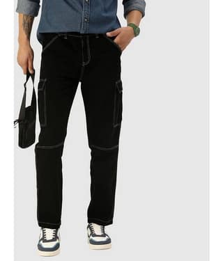 Bene Kleed Men Relaxed Fit Cotton Cargos Trousers with Contrast stitch