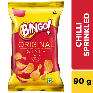 Bingo Flat Cut Spicy Potato Chips - Original Style, Chilli Sprinkled, 90 G