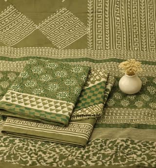 Handcrafted Dabu Print Cotton Dress Material – 3 Piece Set