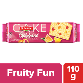 Britannia Gobbles Bar Cake - Fruity Fun, Soft & Fluffy Snack, 110 G