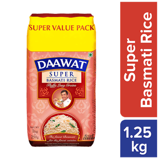 Daawat Basmati Rice/Basmati Akki - Super, 1 Kg 250 G Extra