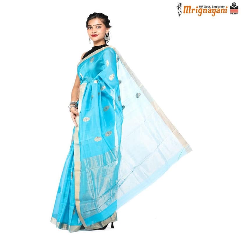 HANDLOOM CHANDERI SILK SAREE WITH BLOUSE (SKU - 1SC103181220, SAREE-1100) view 2