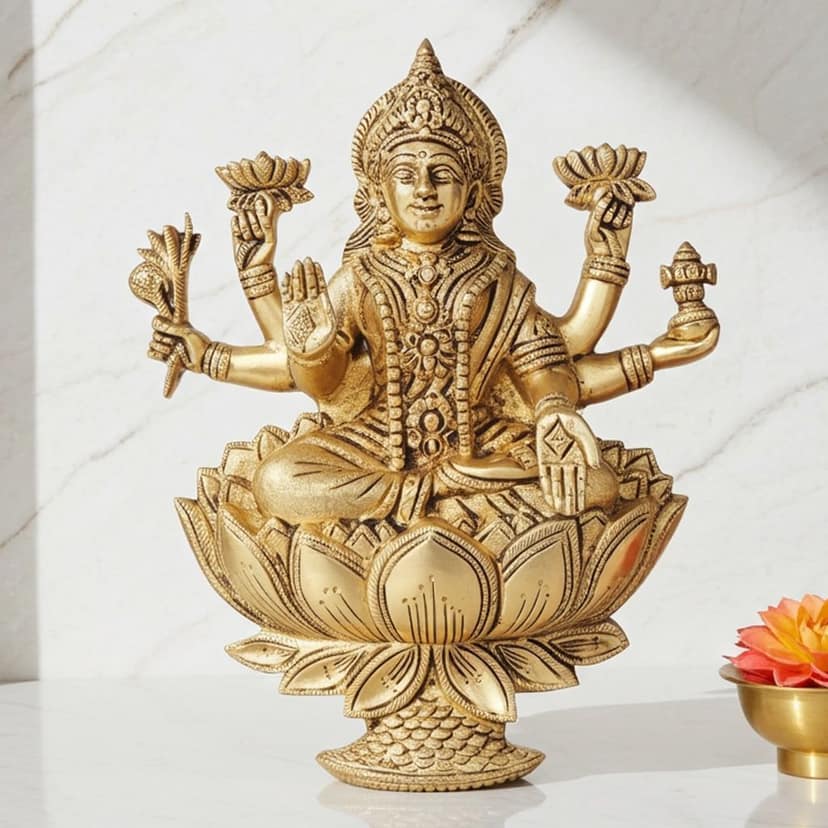 Brass Showpiece Laxmi Ji God Idol Statue (BSMAS1642 L)