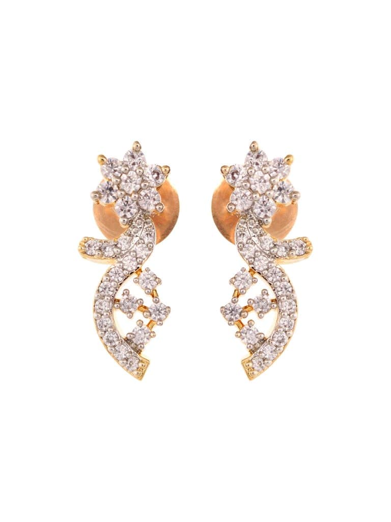 Gold Plated Black & White AD Studded & Beaded Mangalsutra Earrings view 5