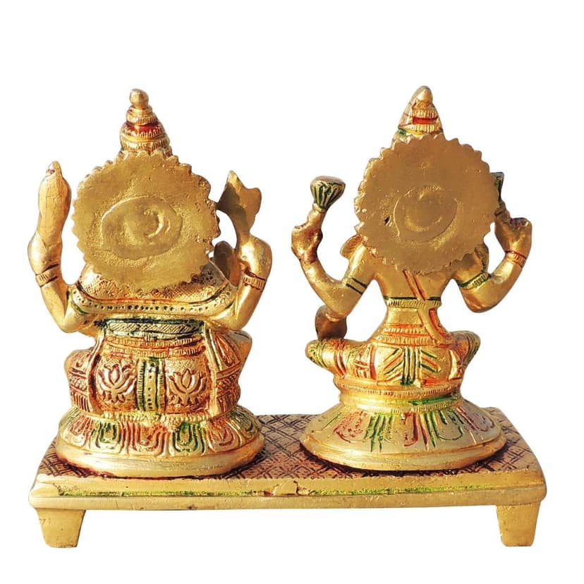 Brass Laxmi Ganesh Statue | Traditional Hindu Religious Idol, Height : 6 Inch (BSMAS1246 A) view 3