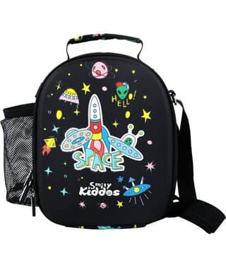 Smily kiddos - Black Polyester Lunch Bag Pack of 1