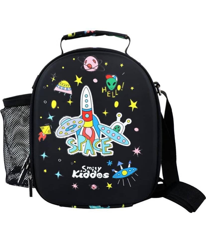 Smily kiddos - Black Polyester Lunch Bag Pack of 1