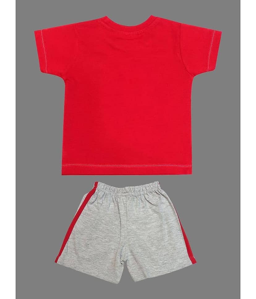 Kideon Pack of 1 Baby Boys Cotton T-Shirt & Shorts ( Red ) view 2