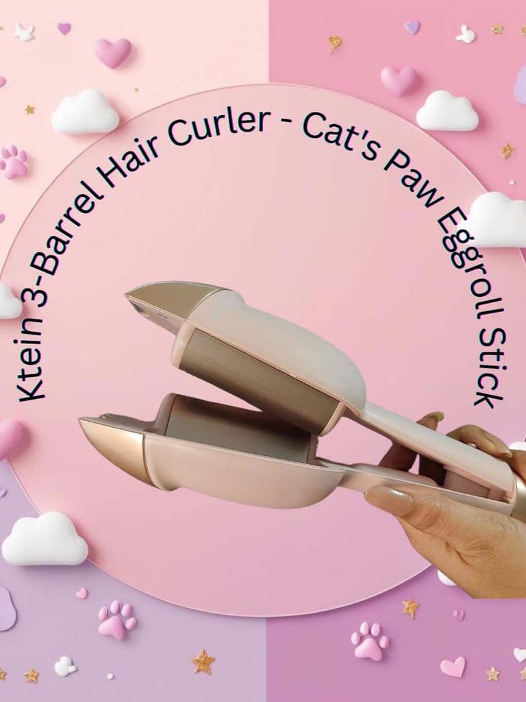 Ktein Hair Curler Cat's Paw Eggroll Stick | 3 Barrel Ceramic Curling Iron | Fast Heating | Beach Waves, Loose Curls | Safe Styling for All Hair Types view 3
