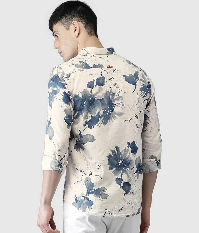 Bene Kleed Men Cream-Coloured & Brown Slim Fit Printed Casual Shirt view 2