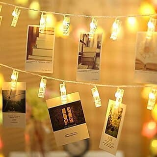20 Photo Clip LED String Lights for Photo Hanging Restaurants Home Decoration (Warm White- Battery Powered) Copper