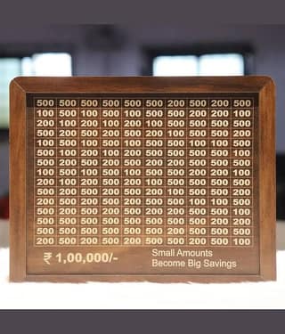 Wooden Piggy Money Bank Saving Box With Saving Target Upto 1 Lakh (Multicolor)