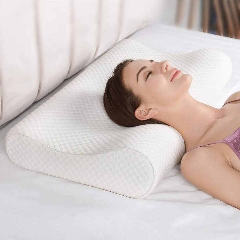 V3Deals Memory Foam Contour Cervical Orthopedic Pillow – Ergonomic Neck Support Pillow for Sleeping – Relieves Neck Pain & Shoulder Pain