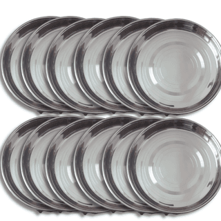 SHINI LIFESTYLE Stainless Steel Plate, khumcha Thali, laser design, dinner plate 12pc