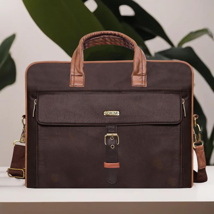 LOREM Brown Color Faux Leather 10L Laptop Messenger Bag For Men BG57 view 2