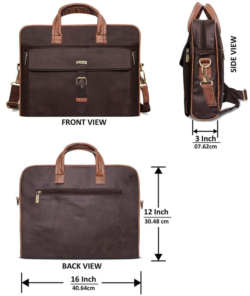 LOREM Brown Color Faux Leather 10L Laptop Messenger Bag For Men BG57 view 3