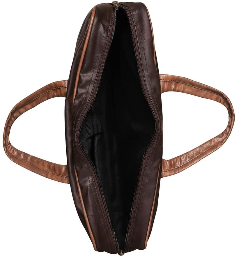 LOREM Brown Color Faux Leather 10L Laptop Messenger Bag For Men BG57 view 5