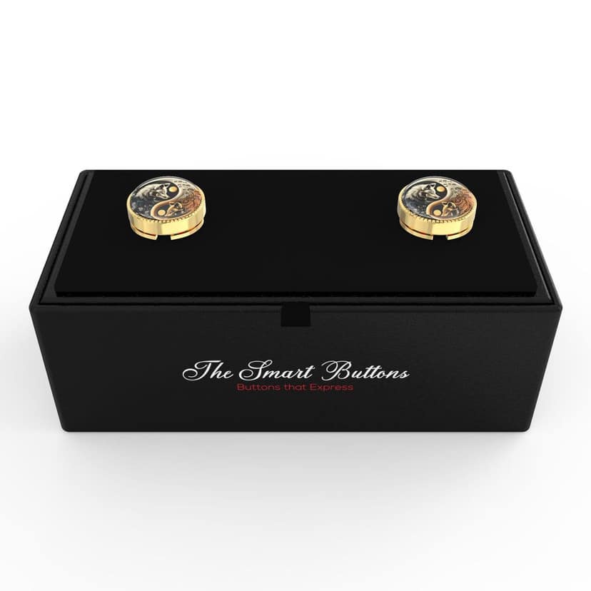 The Smart Buttons - Shirt Button Cover Cufflinks for Men - Wolf Ying-Yang view 9