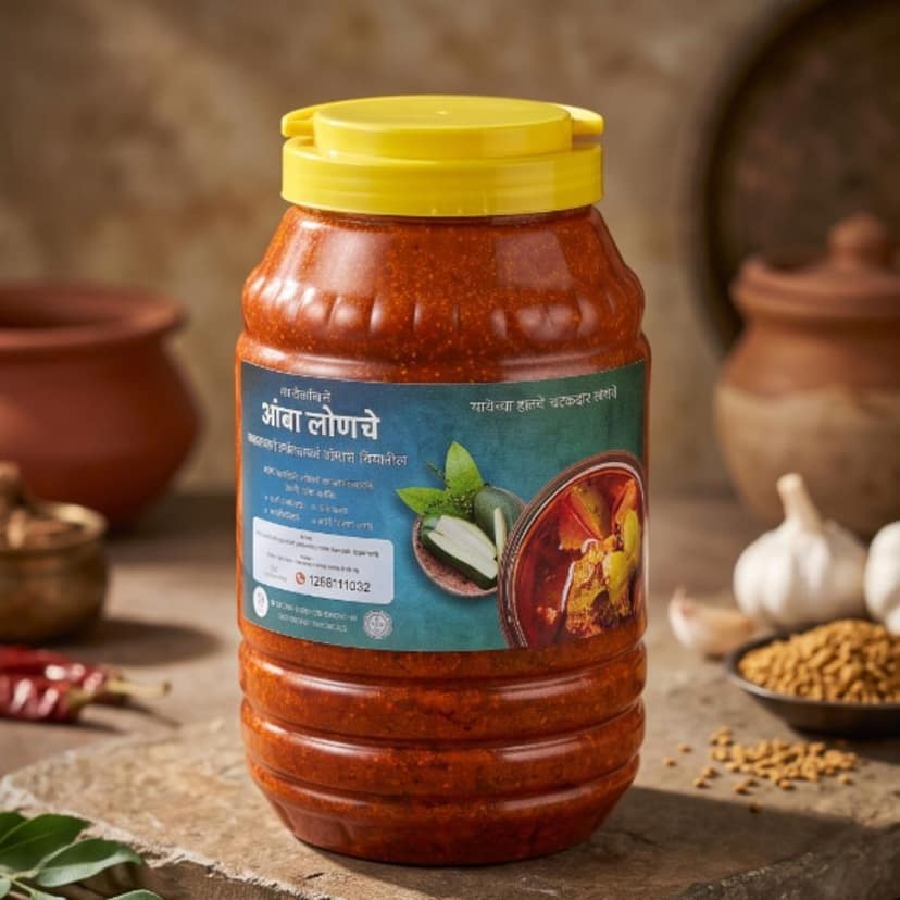 Authentic Kolhapuri Mango Pickle - 5000 gm - One plastic jar view 2