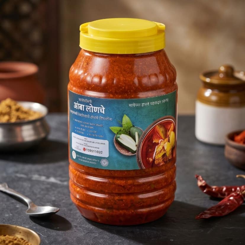 Authentic Kolhapuri Mango Pickle - 5000 gm - One plastic jar view 4