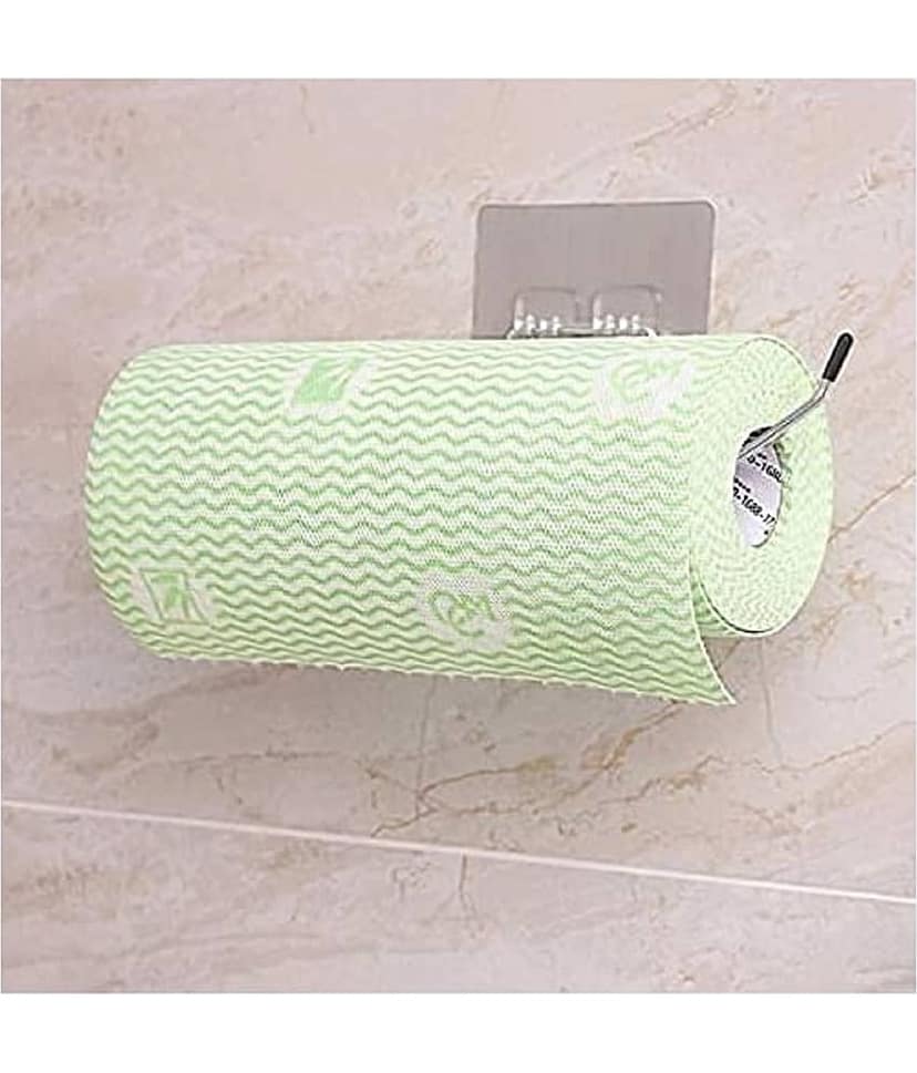 Self Adhesive Stainless Steel Wall Mount Sticker Towel Holder Kitchen Napkin Ring Toilet Paper Roll Holder Tissue Paper Holder Towel Bar Rod Hanging Towel Rack for Kitchen Bathroom view 2