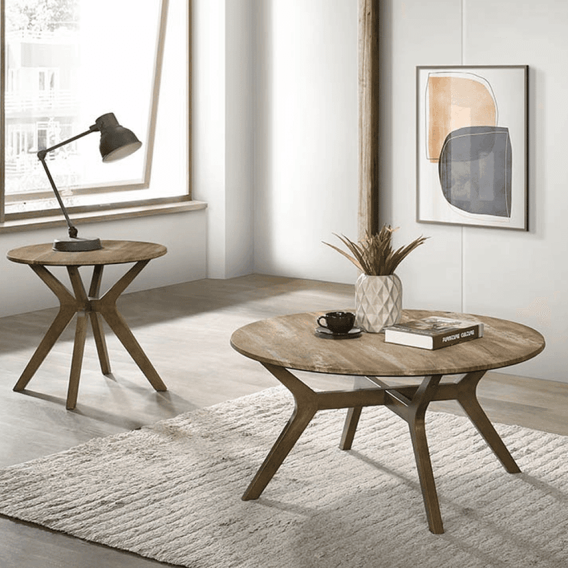 ARENA END TABLE ROUND XACH WALNUT LEGS SHEESHAM TOP 600X550 view 2