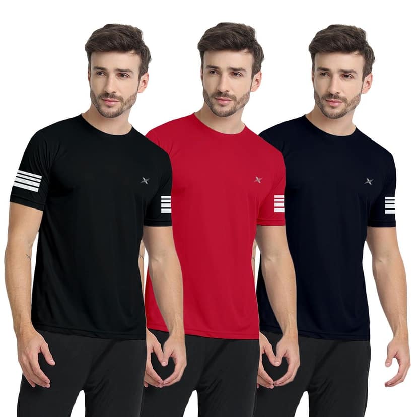 FTX Men Solid Round Neck Tshirt Pack Of 3