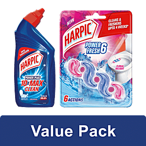 Harpic Disinfectant Toilet Cleaner, Original 1 L + Power Fresh 6, Floral Delight 35 g, Combo 2 Items