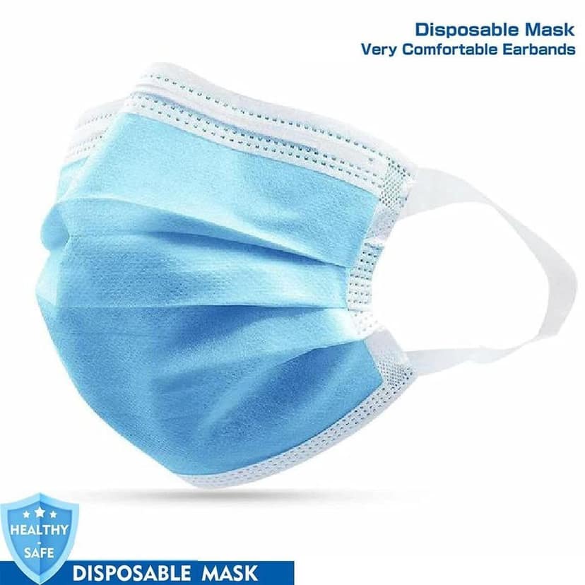 Marc Loire Certified 3 Layered Outdoor Protection Face Mask with Wide Soft loop & inbuilt Nose Clip CE, ISO & GMP Certified (Pack of 20) (Pack of 200) view 2