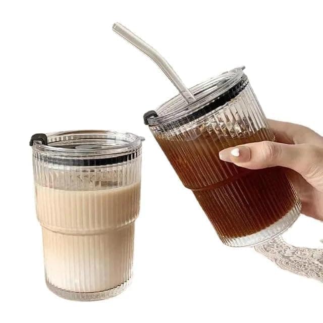 Water Drinking Glass with Lid and Straw, 350 ML, Set of 1, Travel Sipper Mug, Coffee Tumbler for Juice, Mocktail, Cocktails, Smoothies, Milkshakes Hot & Cold Beverages view 2