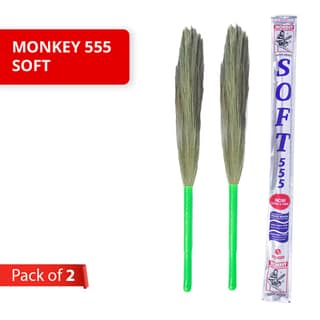 Monkey 555 Soft Superfine Soft Natural Grass Broom| Pack of 2