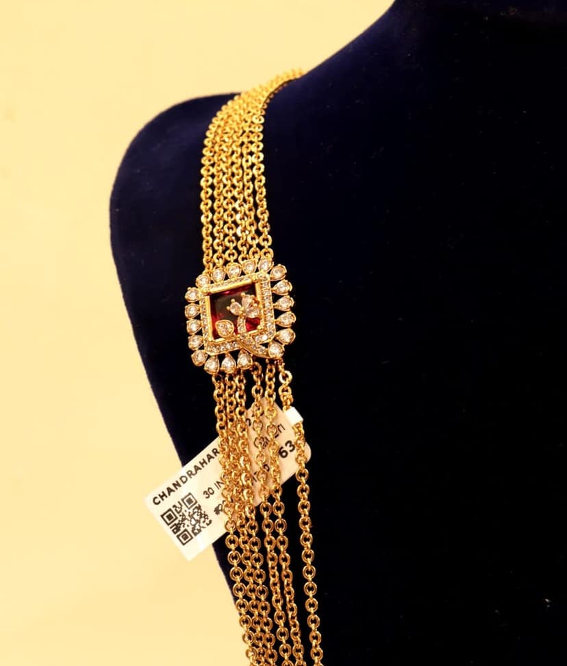 Bridal Gold Plated Long Haram Necklace Set With Earrings For Women view 3
