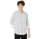 Mufti White & Black Stripe Slim Fit Casual Shirt