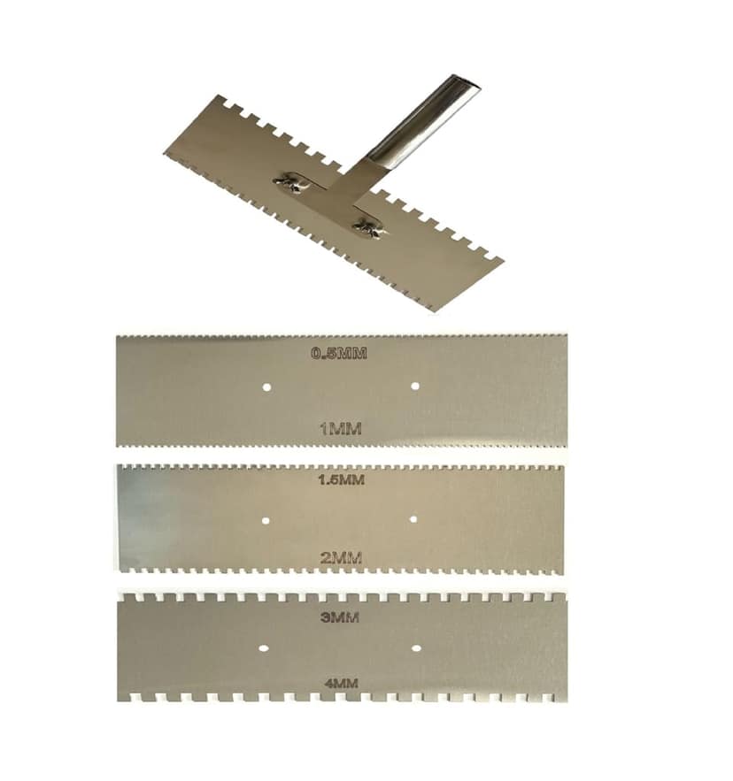 MD Style Square Notch Metal Trowel Fix Thickness for Flexible Resin Spreader Set, Reusable Trowel Scrapers for Epoxy, Fillers, Putty,Spackling Paste
