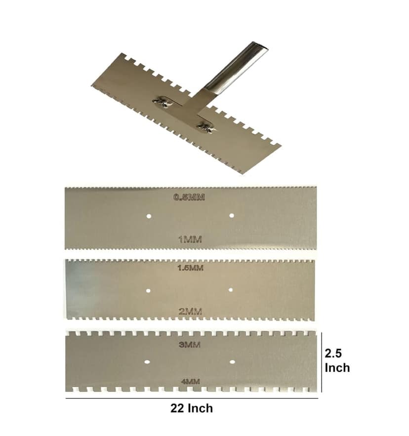 MD Style Square Notch Metal Trowel Fix Thickness for Flexible Resin Spreader Set, Reusable Trowel Scrapers for Epoxy, Fillers, Putty,Spackling Paste view 2