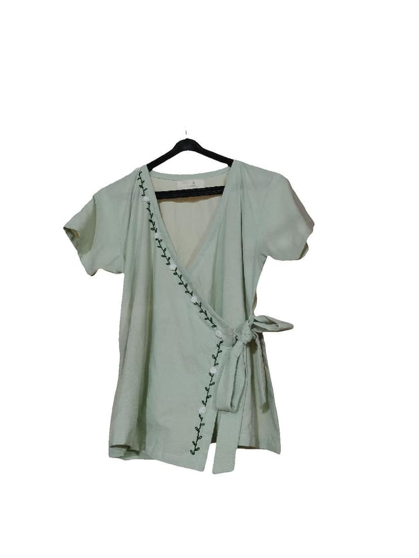 Women's Embroidered Wrap Top