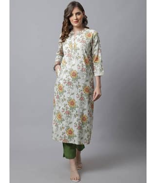 Pistaa Viscose Printed Front Slit Women's Kurti - Green ( Pack of 1 )