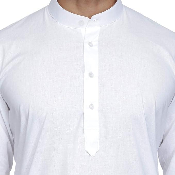 Ukal Indian Cotton White Kurta Pajama Set for Men's and Boy's view 5