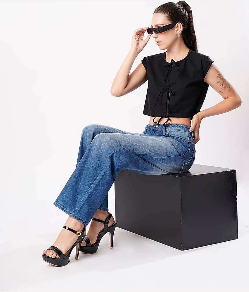 Bene Kleed Women's Cotton Regular Top ( Black ) view 7