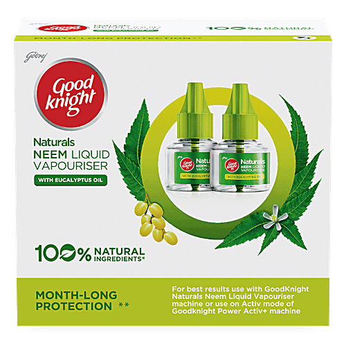 Good knight Naturals Neem Liquid Vaporiser Mosquito Repellent - With Eucalyptus Oil, 45 ml (Pack of 2)