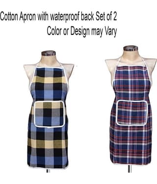 Aazeem Set of 2 Multi Checks Cotton Apron