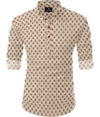 Nofilter Beige Cotton Blend Men's Regular Kurta ( Pack of 1 )