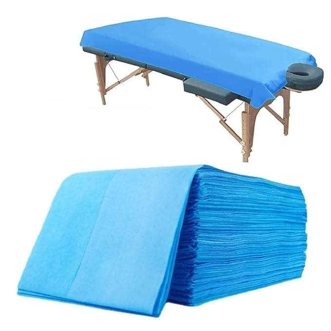 FAIRBIZPS Disposable Non-Woven Bed Sheet for Hospital, Hotel, Spa and Beauty Parlor (Blue, 70 x 78 Inch/180 x 200 cm) (Pack of 10)
