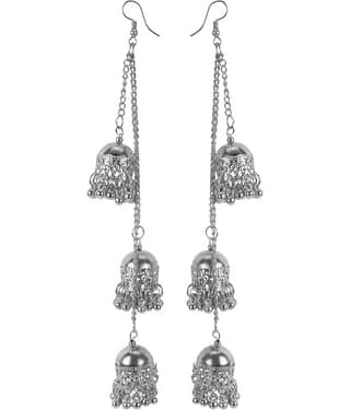 Samridhi DC Silver Jhumki Earrings ( Pack of 1 )