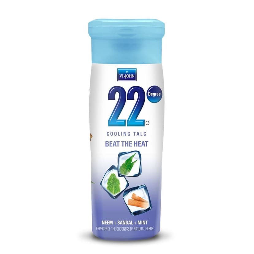Vi-John 22 Degree Cooling Talc Beat the Heat Neem,Sandal and Mint-300g (Pack of 12) view 2