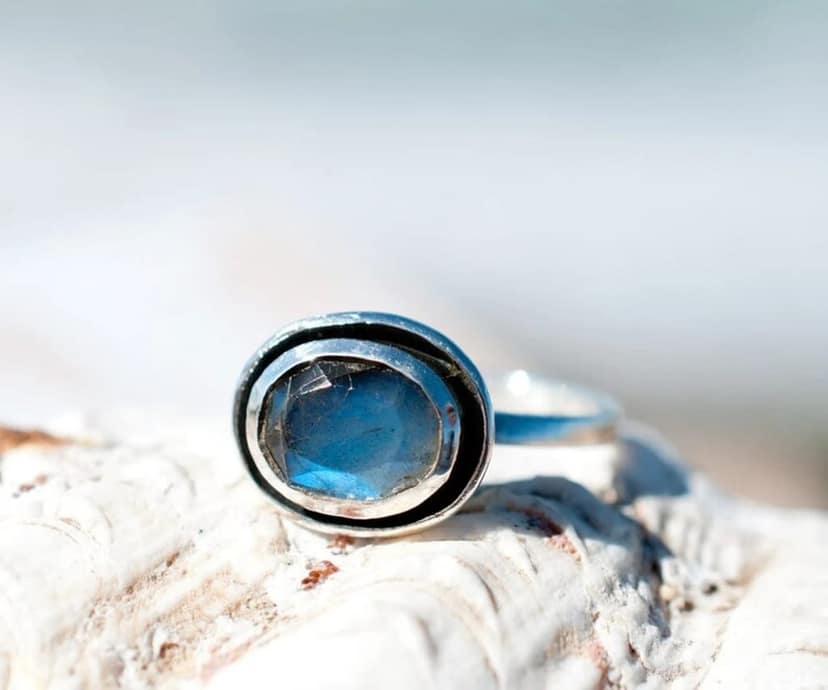 Labradorite Ring, 925 Sterling Silver Ring, Gemstone Ring, Handmade Jewelry, Solitaire Bohemian Ring view 3